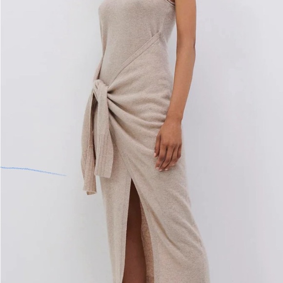 NWT JONATHAN SIMKHAI Flynn Recycled Cashmere Wrap Dress -Ivory - Picture 2 of 15